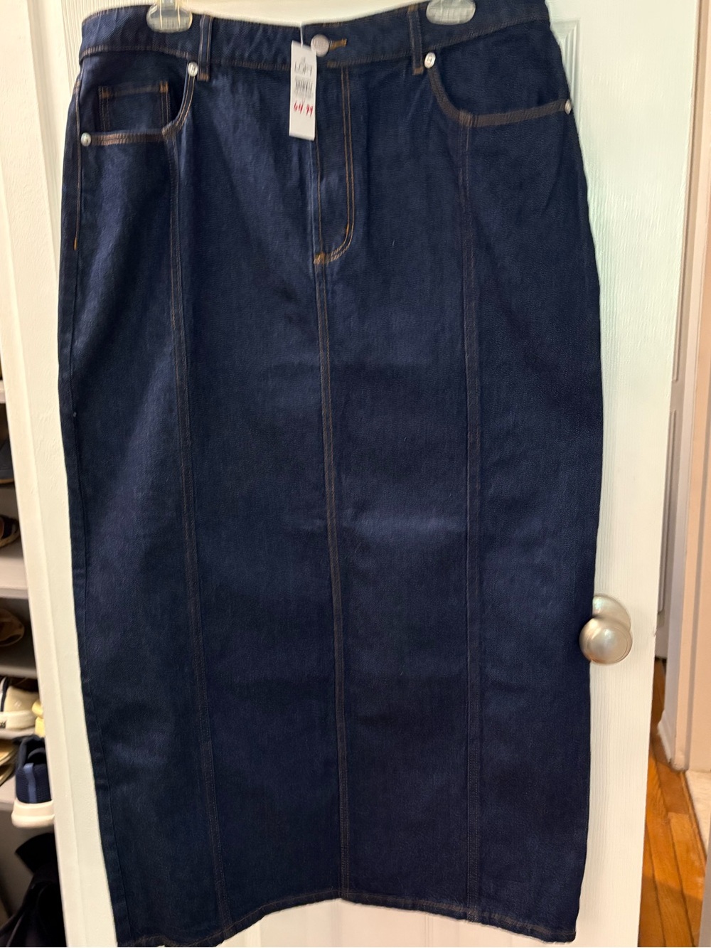 New Women’s Dark Blue Denim Jeans Maxi Skirt - Classic Straight Fit